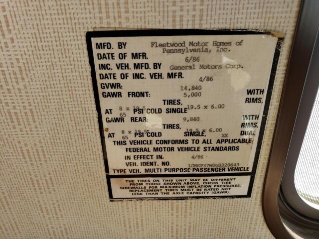 84446105 :رقم المزاد ، 1GBKP37W0G3320643 vin ، 1986 Chevrolet P30 مزاد بيع
