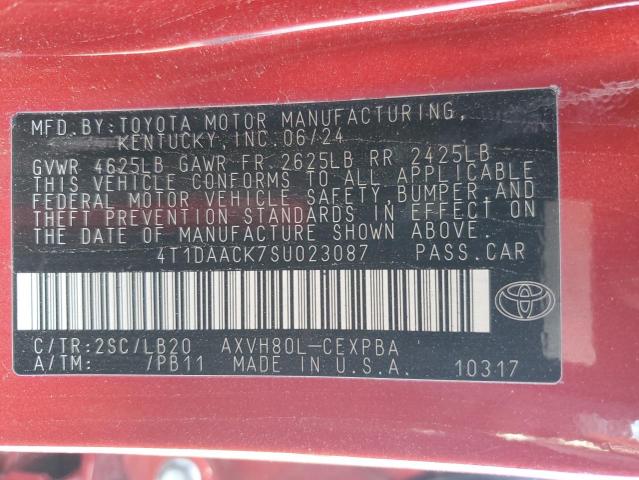 2025 Toyota Camry მანქანა იყიდება აუქციონზე, vin: 4T1DAACK7SU023087, აუქციონის ნომერი: 70781505