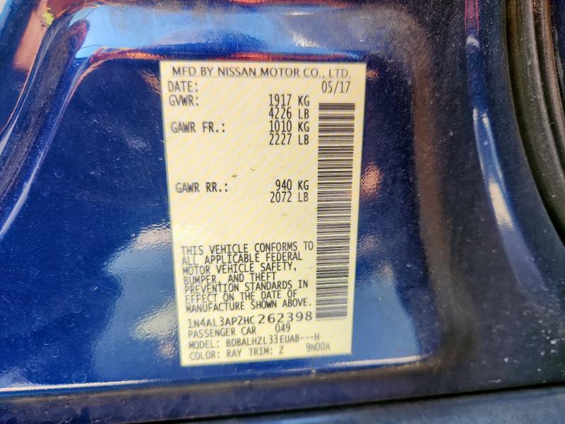 81085995 :رقم المزاد ، 1N4AL3AP2HC262398 vin ، 2017 Nissan Altima 2.5 مزاد بيع