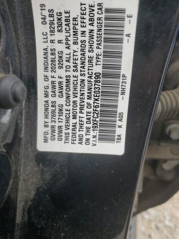 Aukcja sprzedaży 2019 Honda Civic Lx, vin: 19XFC2F67KE037890, numer aukcji: 83838485