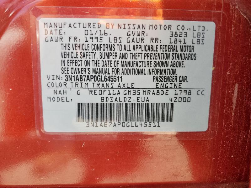 Aukcja sprzedaży 2016 Nissan Sentra, vin: 3N1AB7AP0GL645511, numer aukcji: 81656125