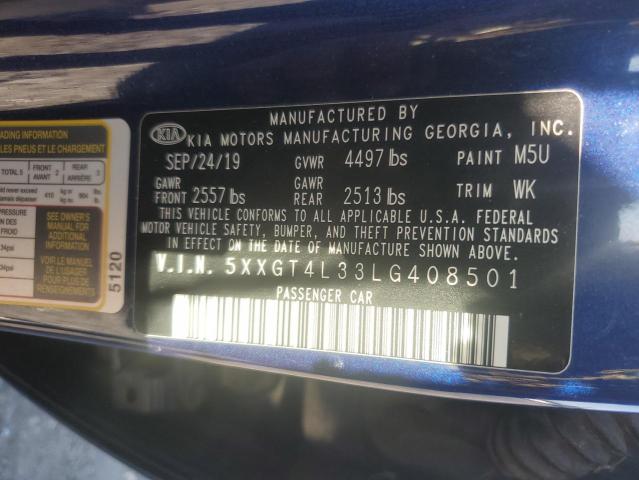83975205 :رقم المزاد ، 5XXGT4L33LG408501 vin ، 2020 Kia Optima Lx مزاد بيع