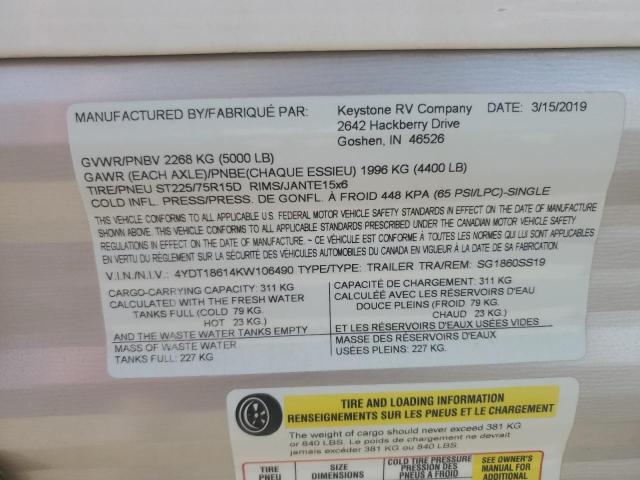 2020 Keystone Rv Springdale მანქანა იყიდება აუქციონზე, vin: 4YDT18614KW106490, აუქციონის ნომერი: 69870825