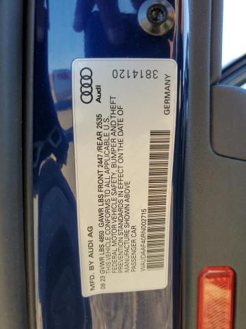 2024 Audi A4 Premium მანქანა იყიდება აუქციონზე, vin: WAUDAAF40RN002715, აუქციონის ნომერი: 81752655