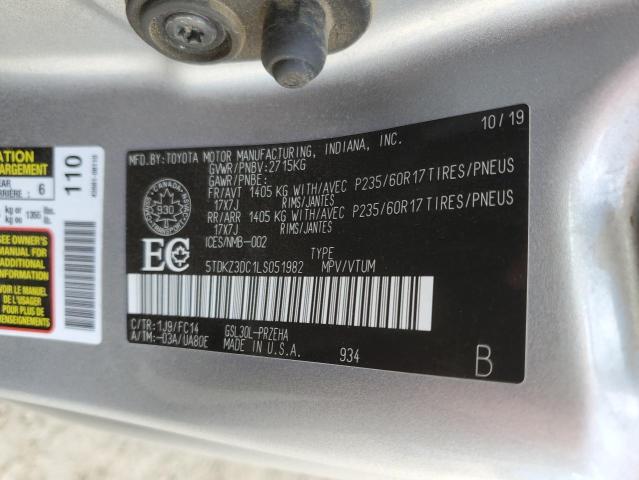 Продаж на аукціоні авто 2020 Toyota Sienna, vin: 5TDKZ3DC1LS051982, номер лоту: 71258515