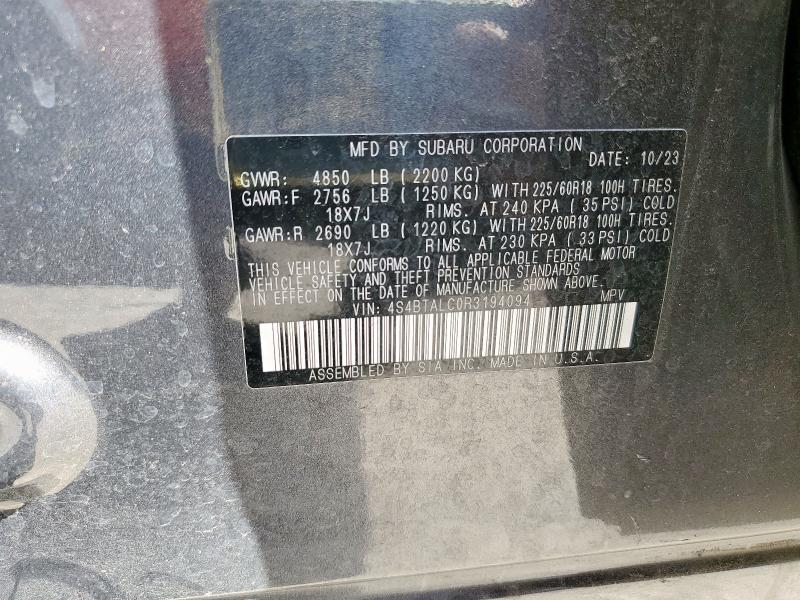 Продаж на аукціоні авто 2024 Subaru Outback On, vin: 4S4BTALC0R3194094, номер лоту: 84360805