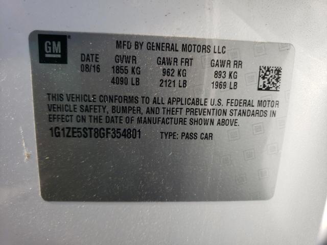 81320355 :رقم المزاد ، 1G1ZE5ST8GF354801 vin ، 2016 Chevrolet Malibu Lt مزاد بيع