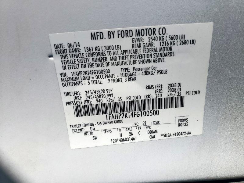 2015 Ford Taurus მანქანა იყიდება აუქციონზე, vin: 1FAHP2KT4FG100500, აუქციონის ნომერი: 80731435