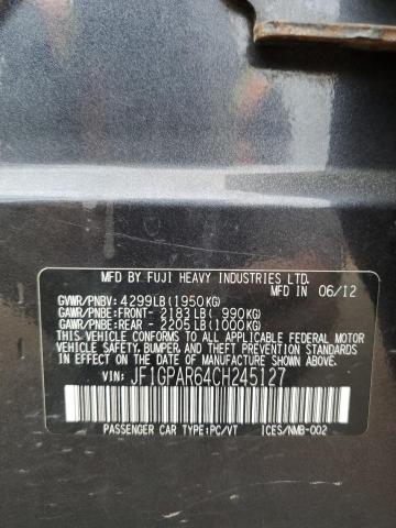 Продажа на аукционе авто 2012 Subaru Impreza, vin: JF1GPAR64CH245127, номер лота: 83876895