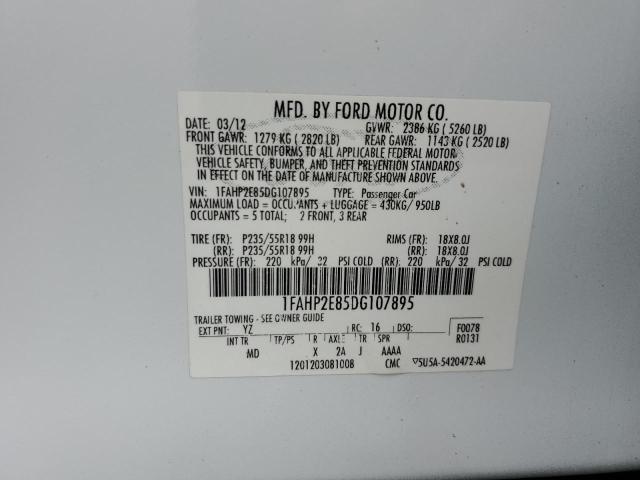 80628545 :رقم المزاد ، 1FAHP2E85DG107895 vin ، 2013 Ford Taurus مزاد بيع