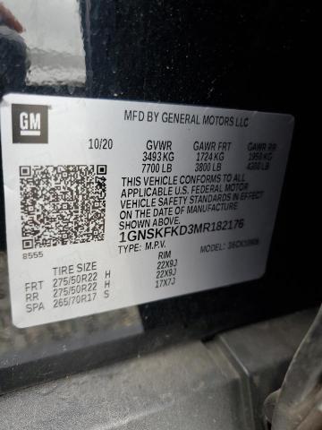 72101015 :رقم المزاد ، 1GNSKFKD3MR182176 vin ، 2021 Chevrolet Suburban K مزاد بيع