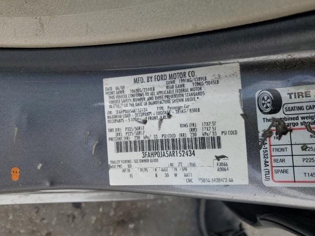 83949165 :رقم المزاد ، 3FAHP0JA5AR152434 vin ، 2010 Ford Fusion Sel مزاد بيع