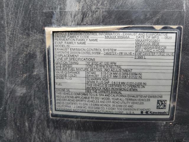 Aukcja sprzedaży 2021 Kawasaki Krf 1000, vin: JKARFCA10MB507855, numer aukcji: 70544835