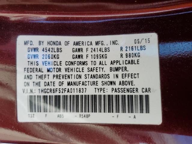 2015 Honda Accord Hyb მანქანა იყიდება აუქციონზე, vin: 1HGCR6F52FA011837, აუქციონის ნომერი: 84175935
