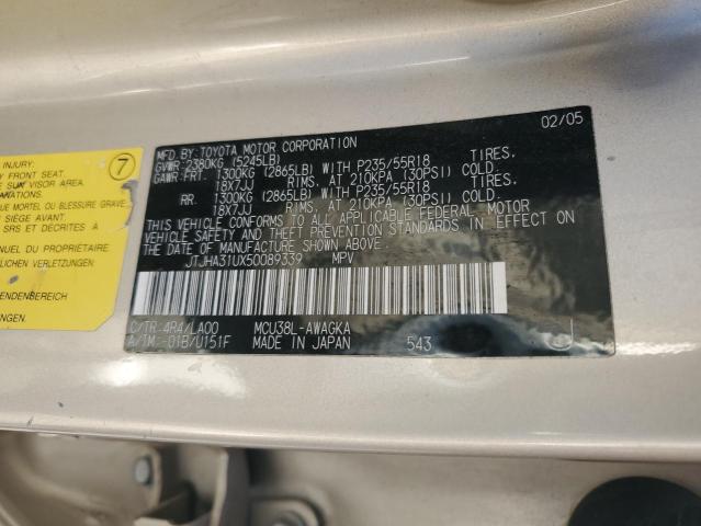 Aukcja sprzedaży 2005 Lexus Rx, vin: JTJHA31UX50089339, numer aukcji: 80340505