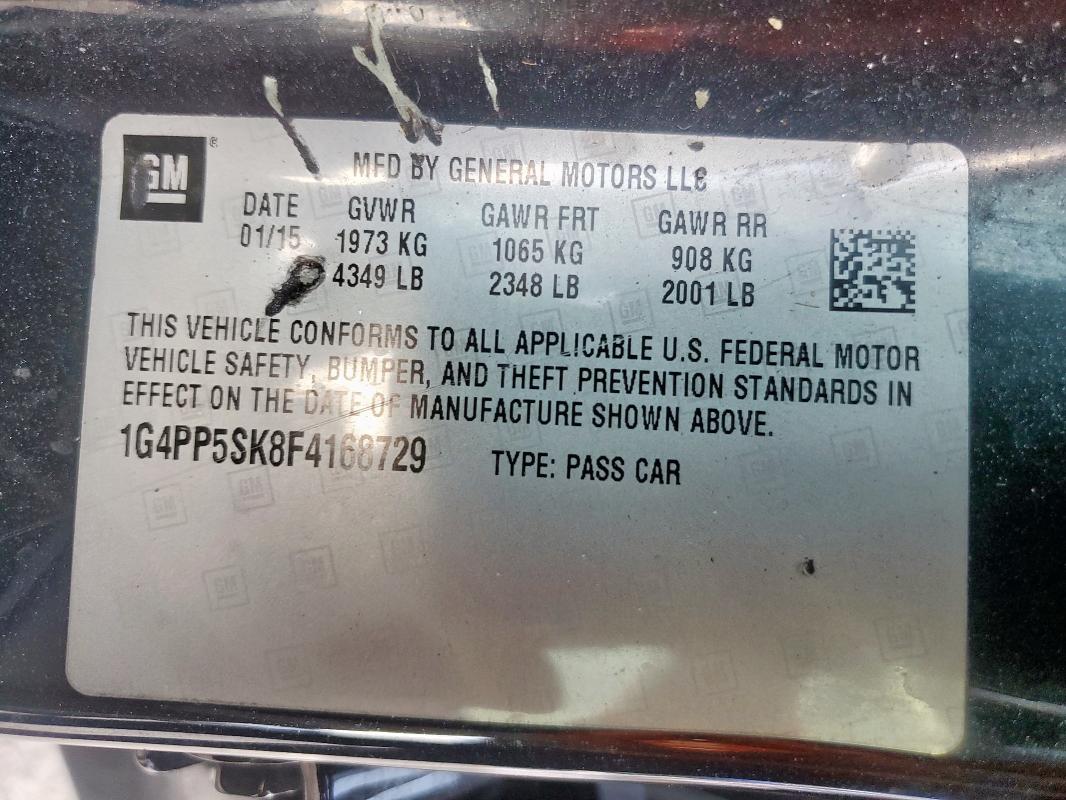 81863055 :رقم المزاد ، 1G4PP5SK8F4168729 vin ، 2015 Buick Verano مزاد بيع