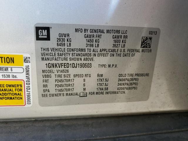 Aukcja sprzedaży 2013 Chevrolet Traverse L, vin: 1GNKVFED1DJ190603, numer aukcji: 71573225