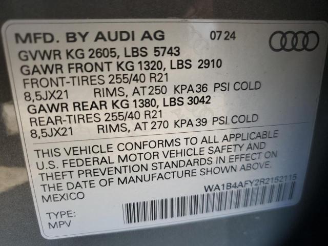 70687835 :رقم المزاد ، WA1B4AFY2R2152115 vin ، 2024 Audi Sq5 مزاد بيع