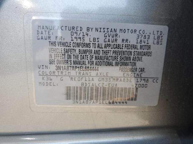 80144725 :رقم المزاد ، 3N1AB7AP1EL684444 vin ، 2014 Nissan Sentra مزاد بيع