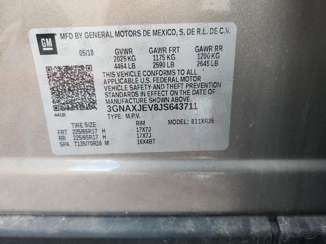 Продаж на аукціоні авто 2018 Chevrolet Equinox, vin: 3GNAXJEV8JS643711, номер лоту: 84218545