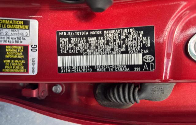 84449135 :رقم المزاد ، 2T1BURHE8KC159892 vin ، 2019 Toyota Corolla L مزاد بيع