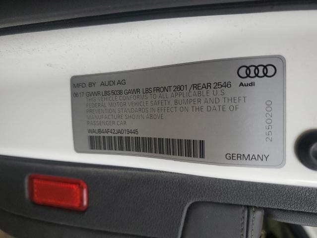 Продаж на аукціоні авто 2018 Audi S4 Premium, vin: WAUB4AF42JA019445, номер лоту: 84197005