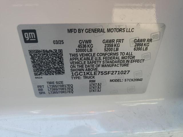 Продажа на аукционе авто 2025 Chevrolet Silverado, vin: 1GC1KLE75SF271027, номер лота: 80300275