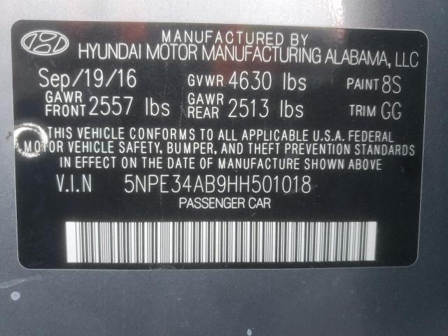 2017 Hyundai Sonata მანქანა იყიდება აუქციონზე, vin: 5NPE34AB9HH501018, აუქციონის ნომერი: 71888085
