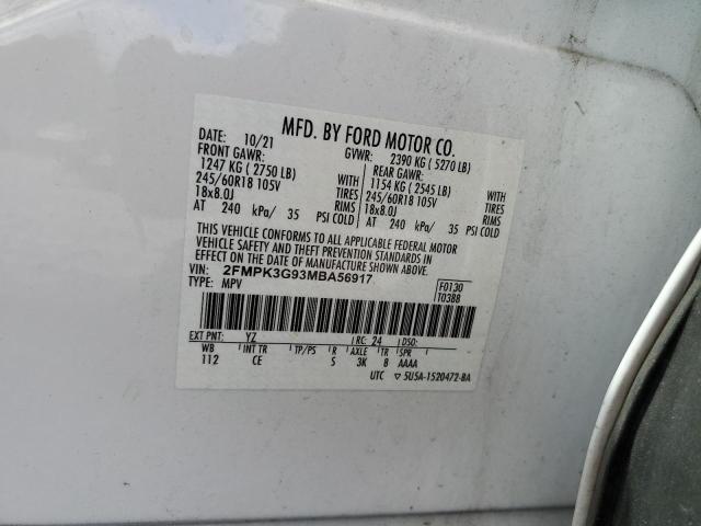 2021 Ford Edge მანქანა იყიდება აუქციონზე, vin: 2FMPK3G93MBA56917, აუქციონის ნომერი: 81602495