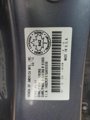 2016 Honda Accord მანქანა იყიდება აუქციონზე, vin: 1HGCR2F87GA800098, აუქციონის ნომერი: 70744105