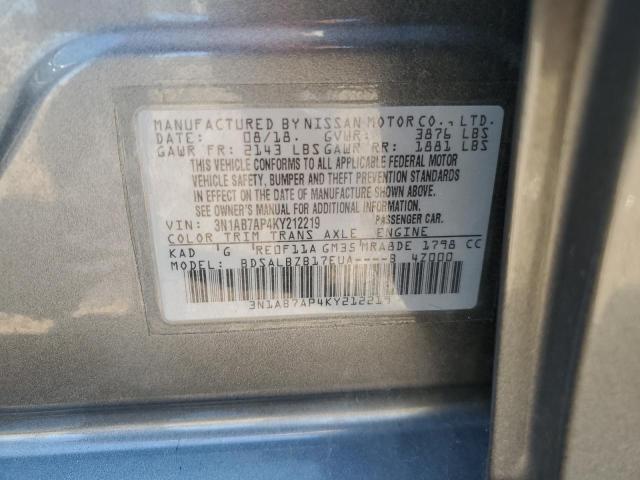 Продажа на аукционе авто 2019 Nissan Sentra S, vin: 3N1AB7AP4KY212219, номер лота: 80702725