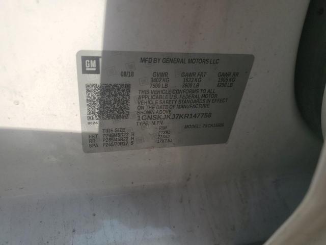 80501275 :رقم المزاد ، 1GNSKJKJ7KR147758 vin ، 2019 Chevrolet Suburban K مزاد بيع