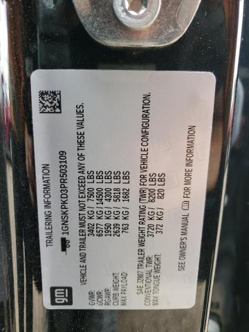 2023 Chevrolet Tahoe K150 მანქანა იყიდება აუქციონზე, vin: 1GNSKPKD3PR503109, აუქციონის ნომერი: 82129055