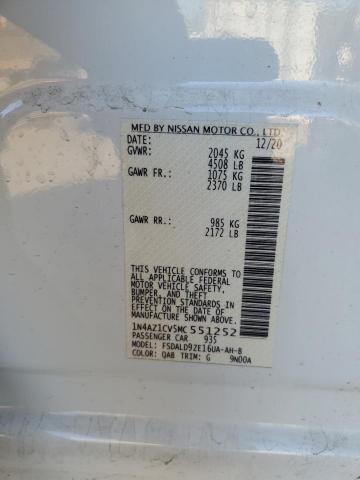 2021 Nissan Leaf მანქანა იყიდება აუქციონზე, vin: 1N4AZ1CV5MC551252, აუქციონის ნომერი: 69694675