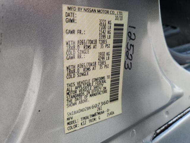 Aukcja sprzedaży 2011 Nissan Armada Sv, vin: 5N1BA0ND2BN607360, numer aukcji: 80597535