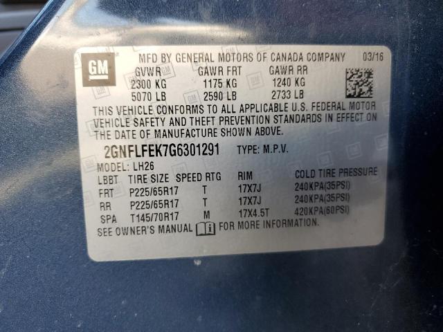 2016 Chevrolet Equinox Lt მანქანა იყიდება აუქციონზე, vin: 2GNFLFEK7G6301291, აუქციონის ნომერი: 71664165