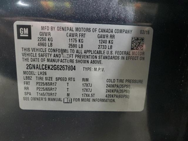 2016 Chevrolet Equinox მანქანა იყიდება აუქციონზე, vin: 2GNALCEK2G6267804, აუქციონის ნომერი: 80703555