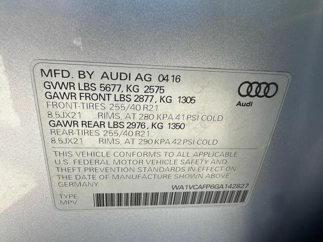 Aukcja sprzedaży 2016 Audi Sq5 Presti, vin: WA1VCAFP6GA142827, numer aukcji: 82059395