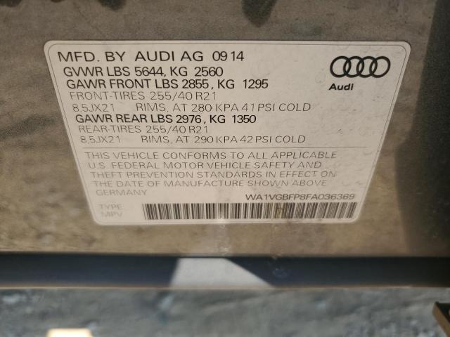 80519425 :رقم المزاد ، WA1VGBFP8FA036369 vin ، 2015 Audi Sq5 Presti مزاد بيع