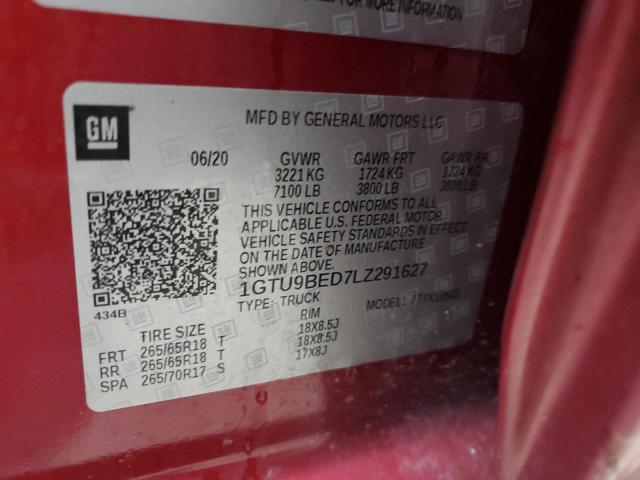 Aukcja sprzedaży 2020 Gmc Sierra K1500 Sle, vin: 1GTU9BED7LZ291627, numer aukcji: 70928095