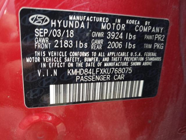 Aukcja sprzedaży 2019 Hyundai Elantra Se, vin: KMHD84LFXKU768075, numer aukcji: 81767055