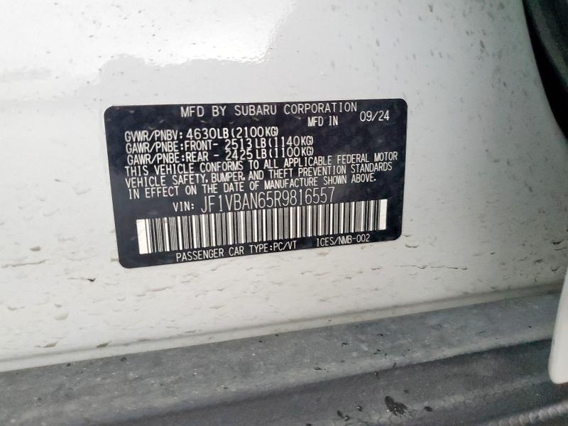 Продажа на аукционе авто 2024 Subaru Wrx Limited, vin: JF1VBAN65R9816557, номер лота: 83806035