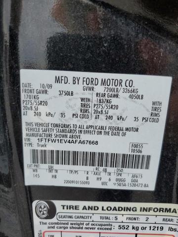 71997865 :رقم المزاد ، 1FTFW1EV4AFA67668 vin ، 2010 Ford F150 مزاد بيع