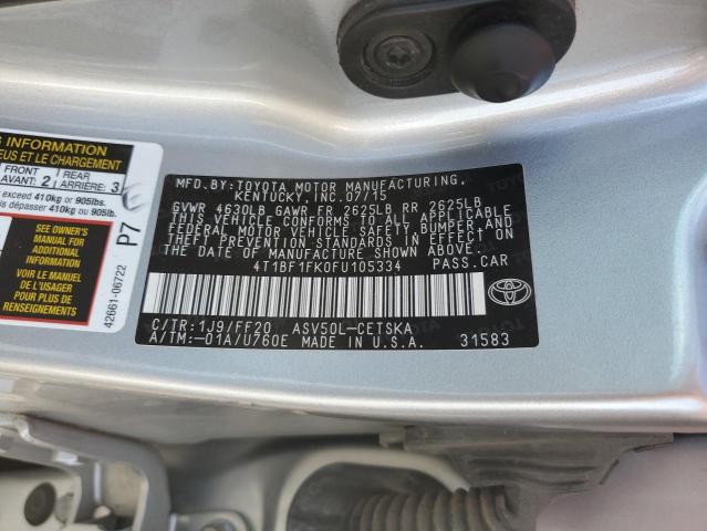 2015 Toyota Camry Le მანქანა იყიდება აუქციონზე, vin: 4T1BF1FK0FU105334, აუქციონის ნომერი: 80828725