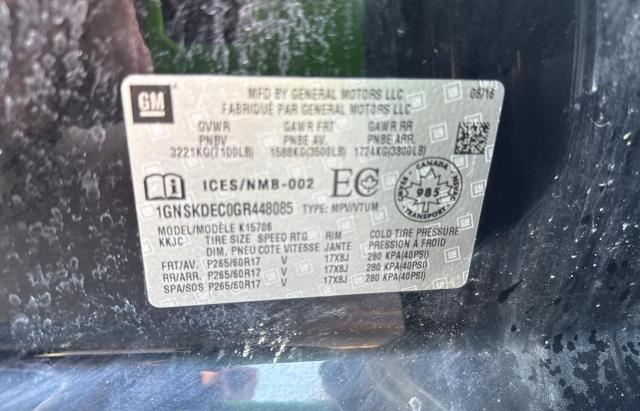 2016 Chevrolet Tahoe Poli მანქანა იყიდება აუქციონზე, vin: 1GNSKDEC0GR448085, აუქციონის ნომერი: 80906745