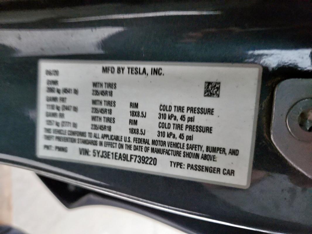 Aukcja sprzedaży 2020 Tesla Model 3, vin: 5YJ3E1EA9LF739220, numer aukcji: 84011055