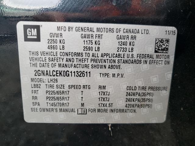 2016 Chevrolet Equinox Lt მანქანა იყიდება აუქციონზე, vin: 2GNALCEK0G1132611, აუქციონის ნომერი: 71621805