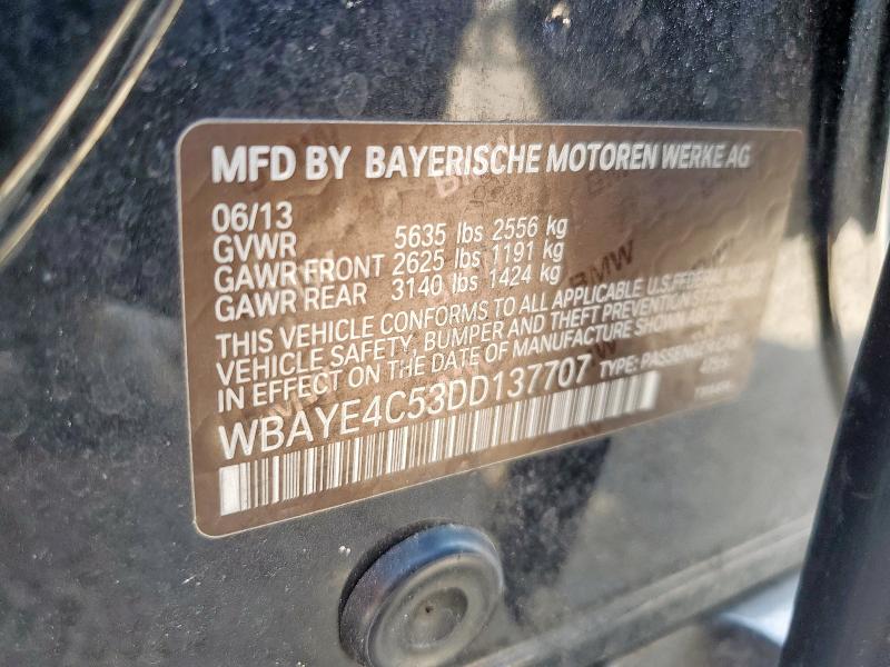 80791975 :رقم المزاد ، WBAYE4C53DD137707 vin ، 2013 Bmw 740 مزاد بيع