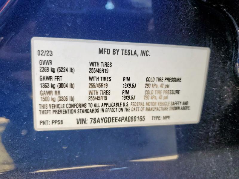 2023 Tesla Model Y მანქანა იყიდება აუქციონზე, vin: 7SAYGDEE4PA080165, აუქციონის ნომერი: 80208775
