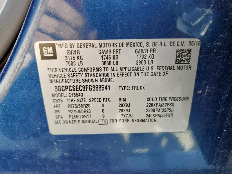 Aukcja sprzedaży 2015 Chevrolet Silverado, vin: 3GCPCSEC8FG388541, numer aukcji: 81306515